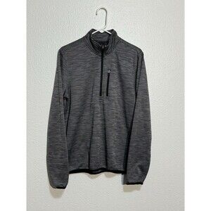 Prana Sweater Mens L Black Gray 1/4 Zip Pullover Outdoors Long Sleeve Stretch